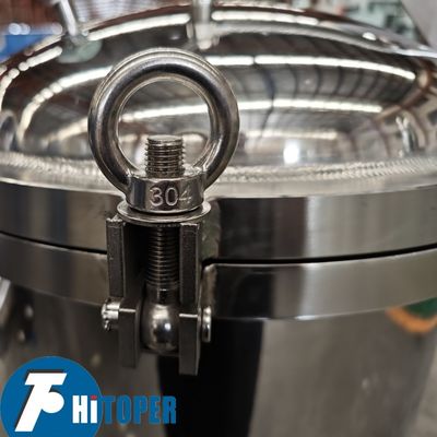 Industrial stainless steel bag filter housing with large capacity side feeding design and metal basket support for filtration
